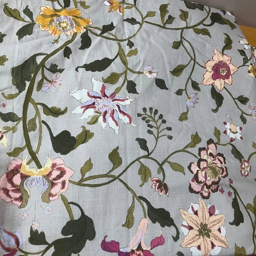 Anthropologie Hattie Floral Curtain (2) Panels Blue Pink 50x96 Lined Botanical
